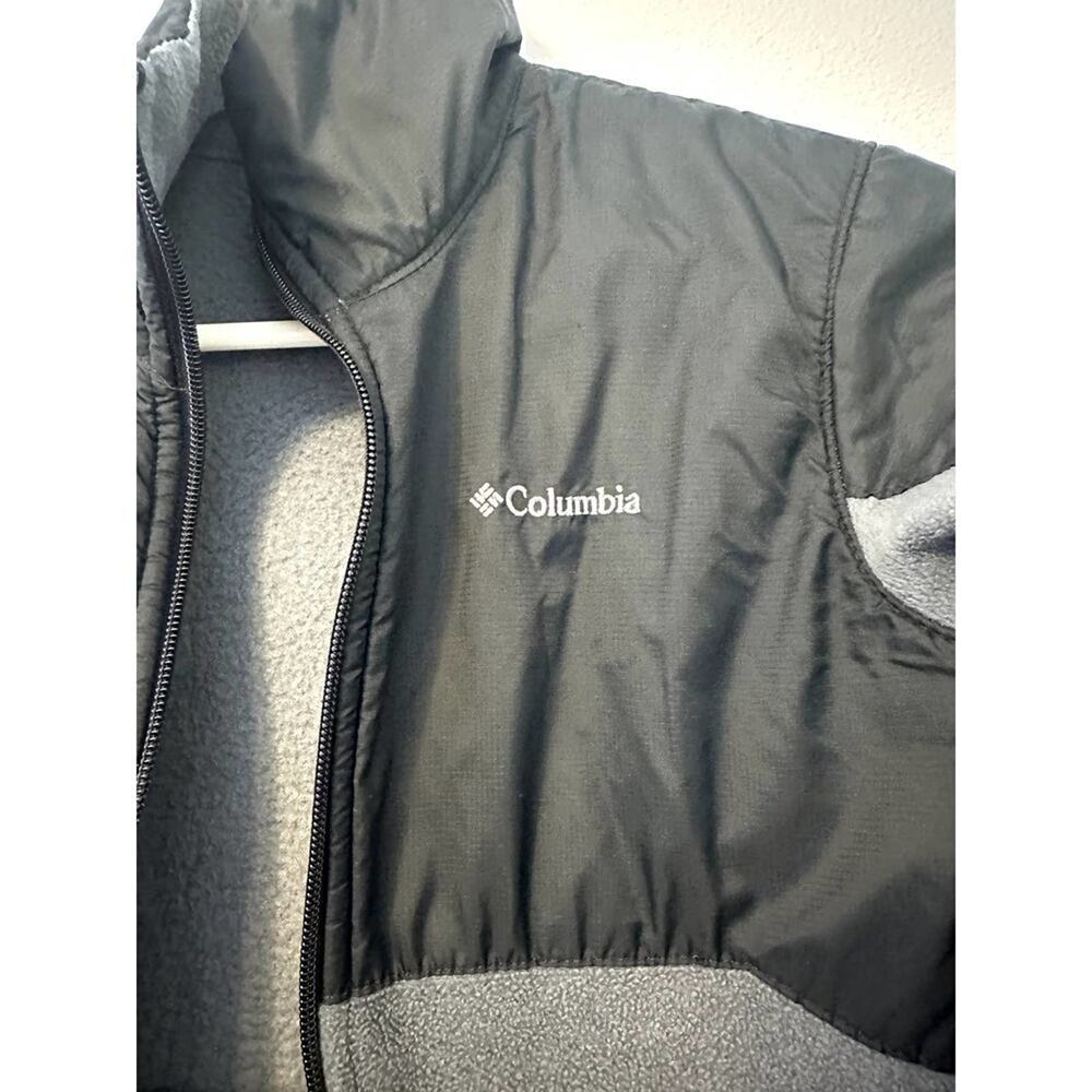 Columbia Youth M 10-12 Overlay Fleece Jacket zipper Black and Grey - Picture 2 of 5